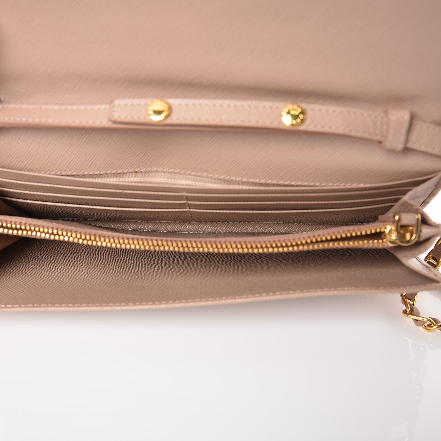 Prada Saffiano Metal Oro Chain Wallet Cammeo 5 of 12