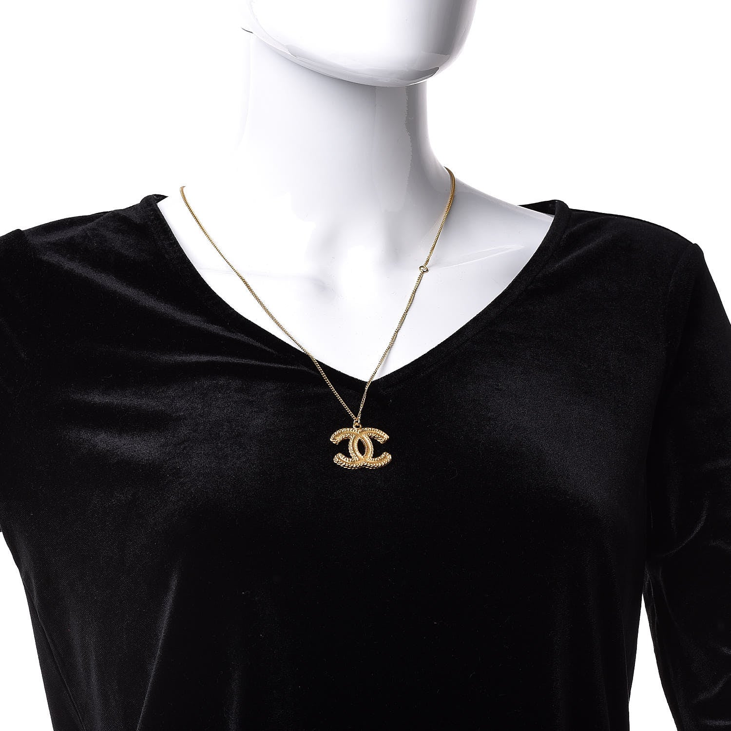 Chanel CC Necklace Matte Gold 2 of 5