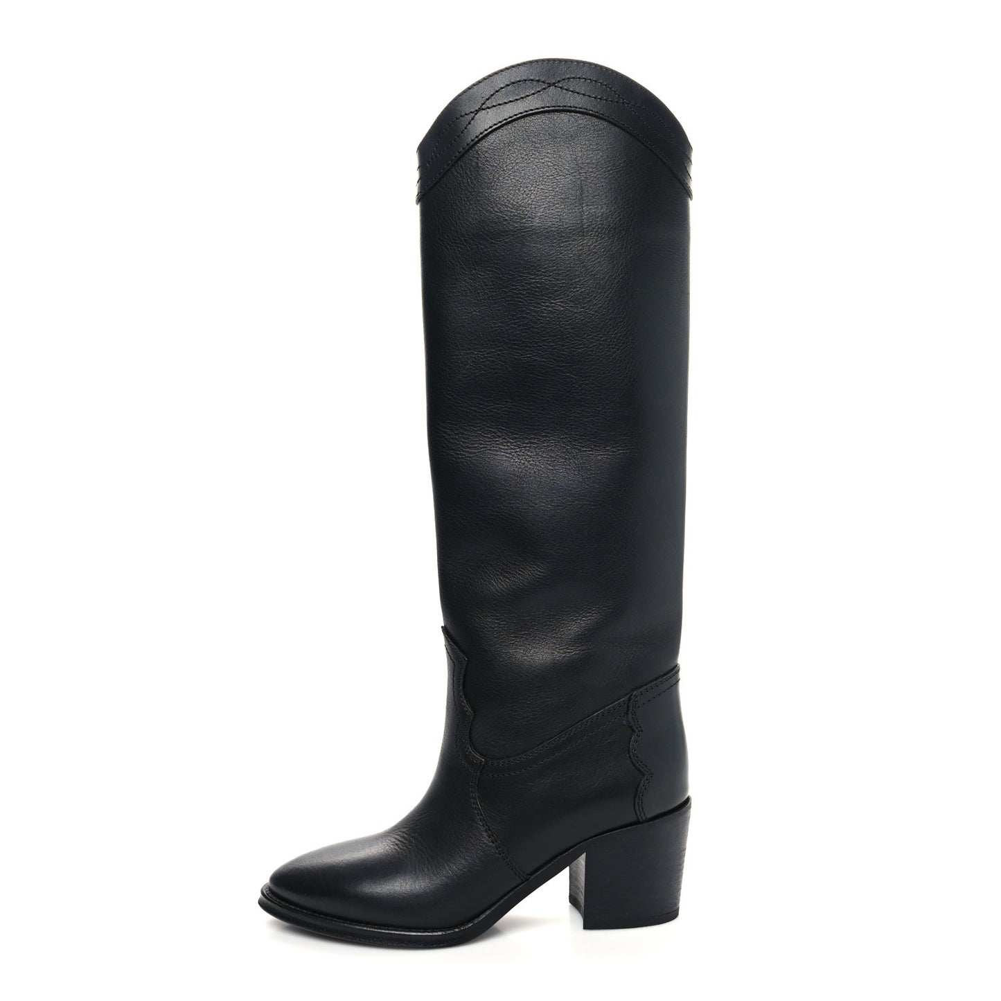 Calfskin Kate 60 Western Knee High Boots 37 Black