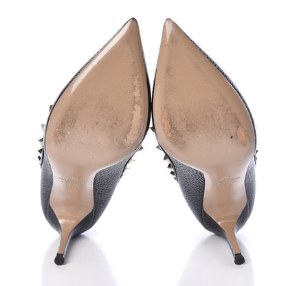Valentino Garavani Pebbled Calfskin Rockstud 85mm Pumps 35.5 Black 6 of 8