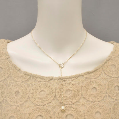 Tiffany Sterling Silver Pearl 7.5-8mm Elsa Peretti Open Heart Lariat Necklace 2 of 4