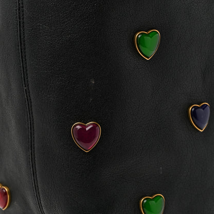 Saint Laurent Lambskin Medium Heart Studded Riva Bucket Bag Black 11 of 11