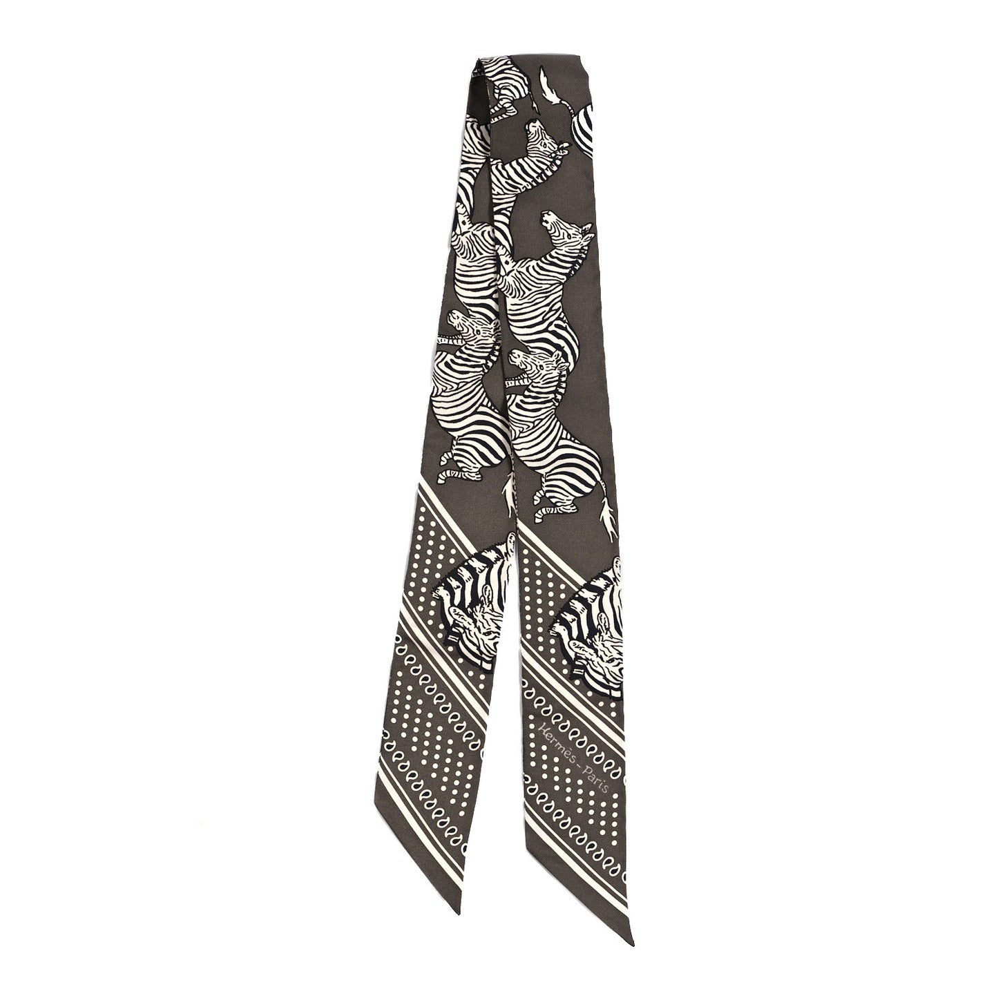 Silk Les Zebres Twilly Gris Taupe Black White