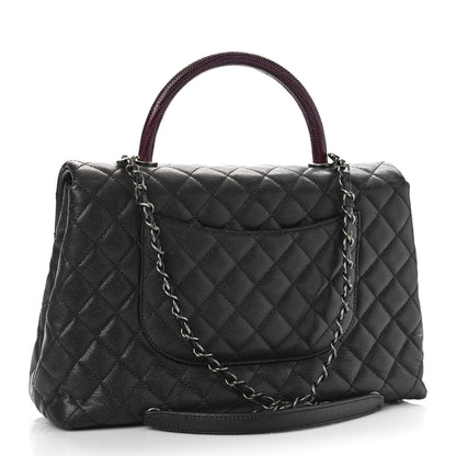 Chanel Caviar Lizard Quilted Medium Coco Handle Flap Black 3 of 10