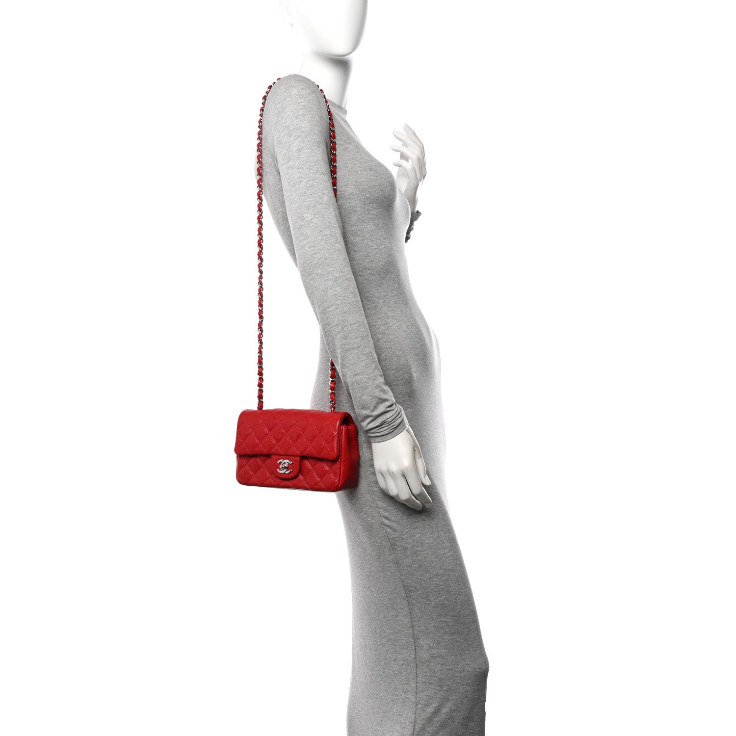 Chanel Caviar Quilted Mini Rectangular Flap Red 2 of 11