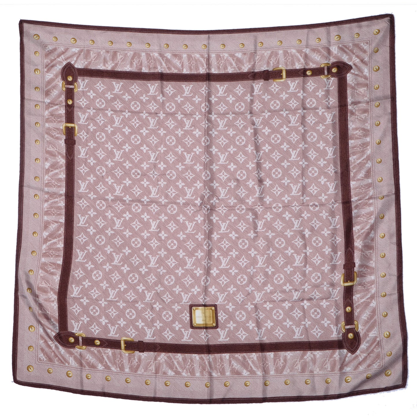 Silk Monogram New Denim Bandana Scarf Rose Pale