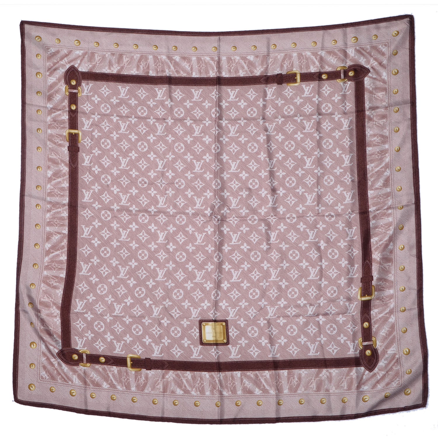 Louis Vuitton Silk Monogram New Denim Bandana Scarf Rose Pale 2 of 5