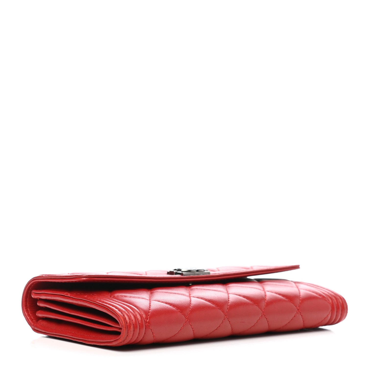 Chanel Lambskin Quilted Boy Flap Wallet Red 4 of 9