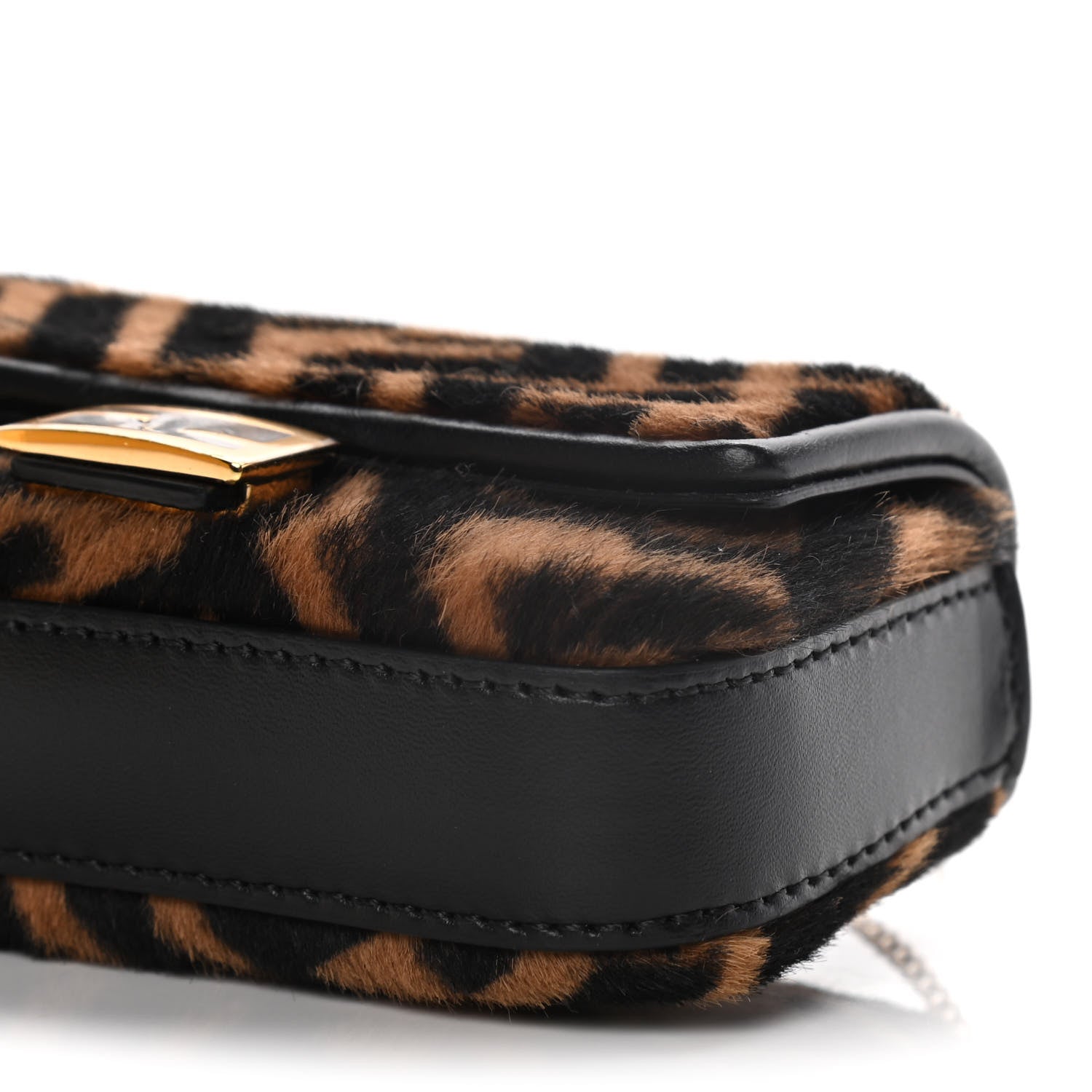 Fendi Sheared Sheepskin Vitello King FF Nano Baguette Charm Tobacco Moro Black 8 of 12