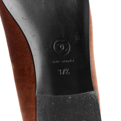 Chanel Velvet Cap Toe CC Ballerina Flats 37.5 Brown Black 7 of 10