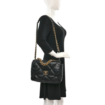 Chanel Goatskin Quilted Large Chanel 19 Flap Black 2 of 9