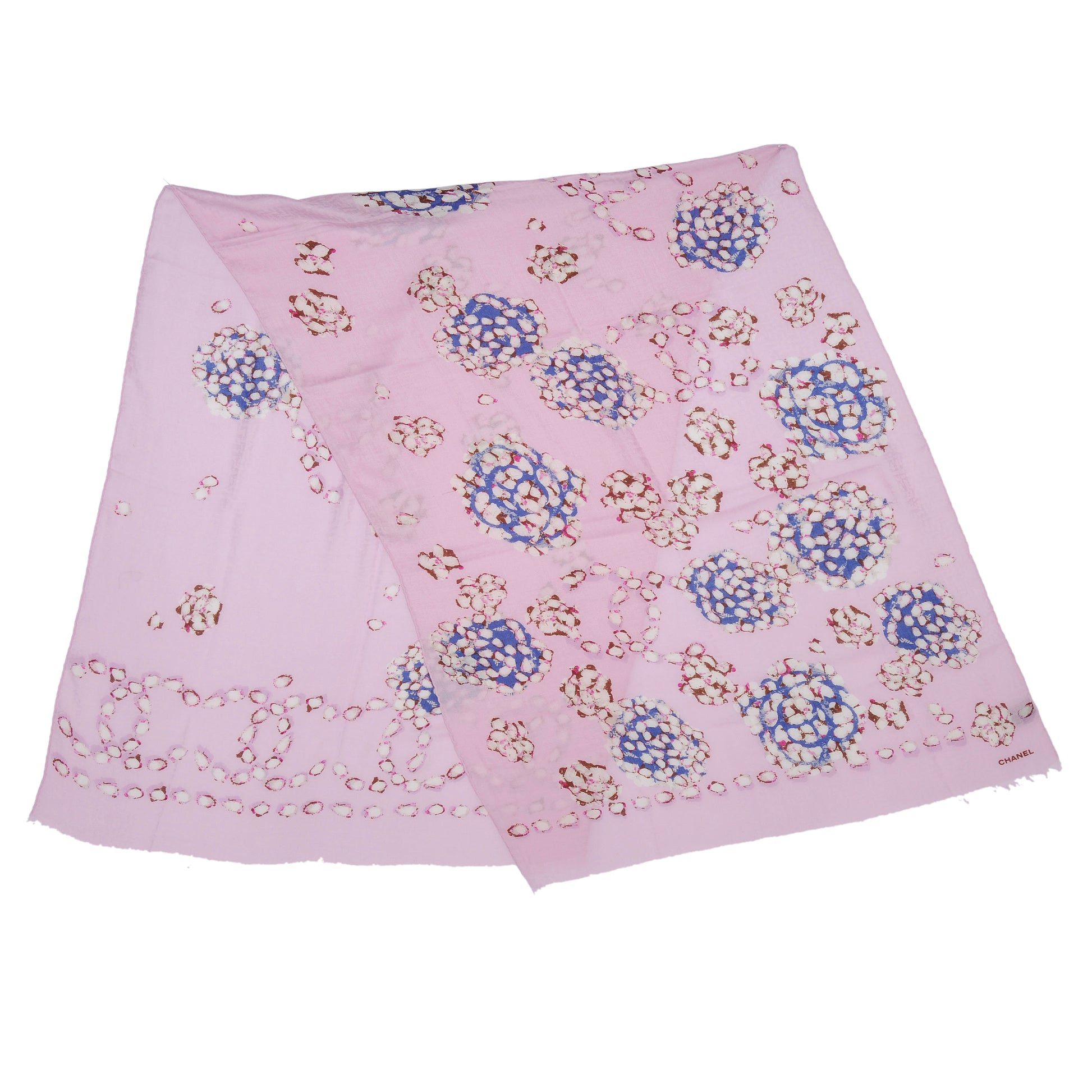 Chanel Cashmere Silk Camellia Scarf Shawl 1 of 6