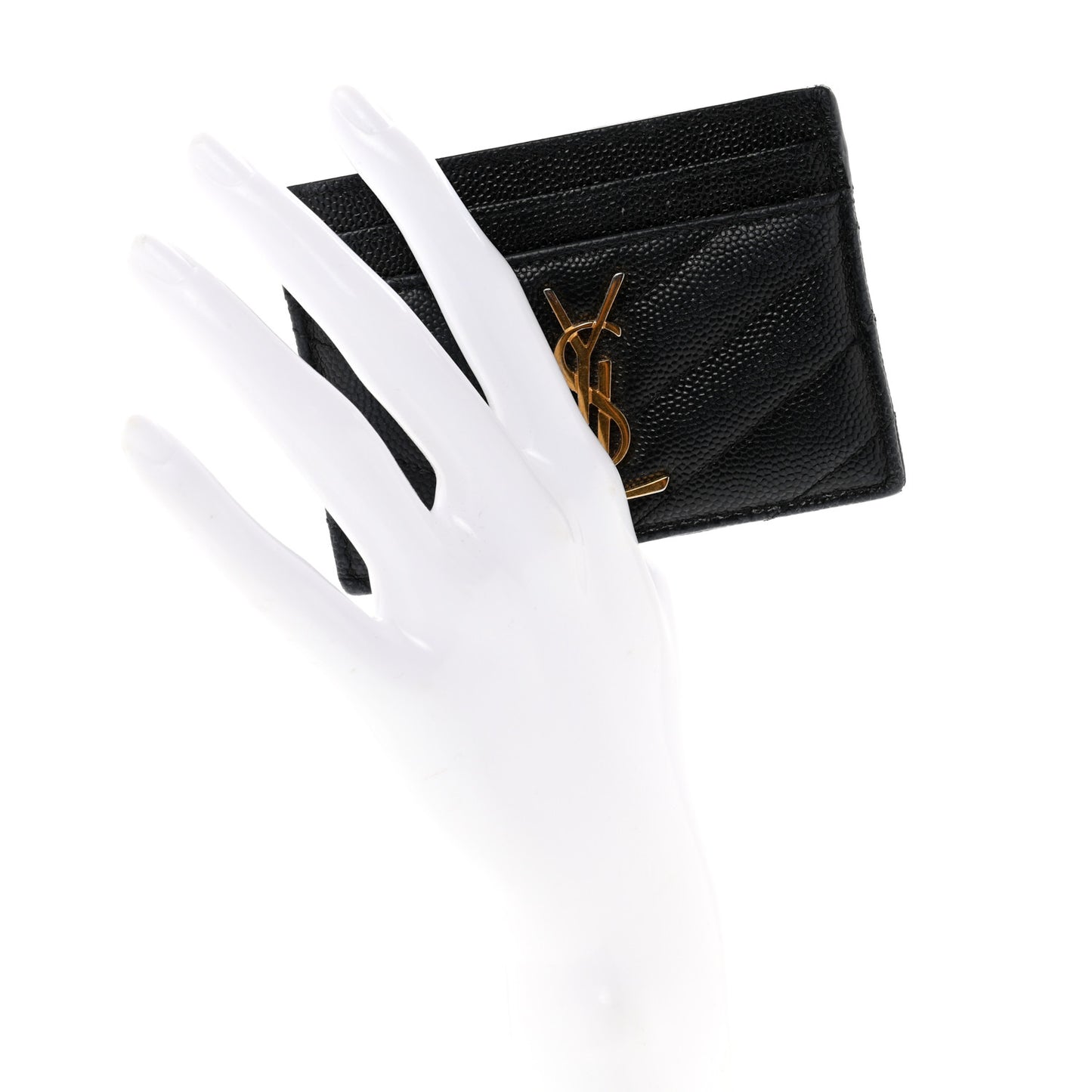 Grain De Poudre Matelasse Chevron Monogram Credit Card Case Black