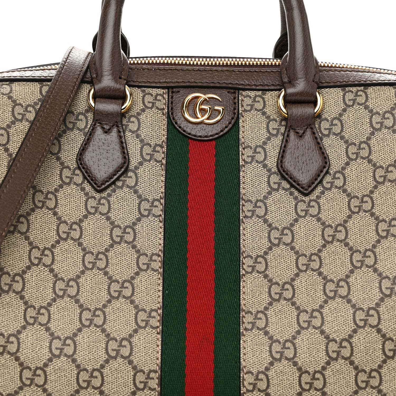 Gucci GG Supreme Monogram Web Medium Ophidia Top Handle Bag Beige Ebony 9 of 11