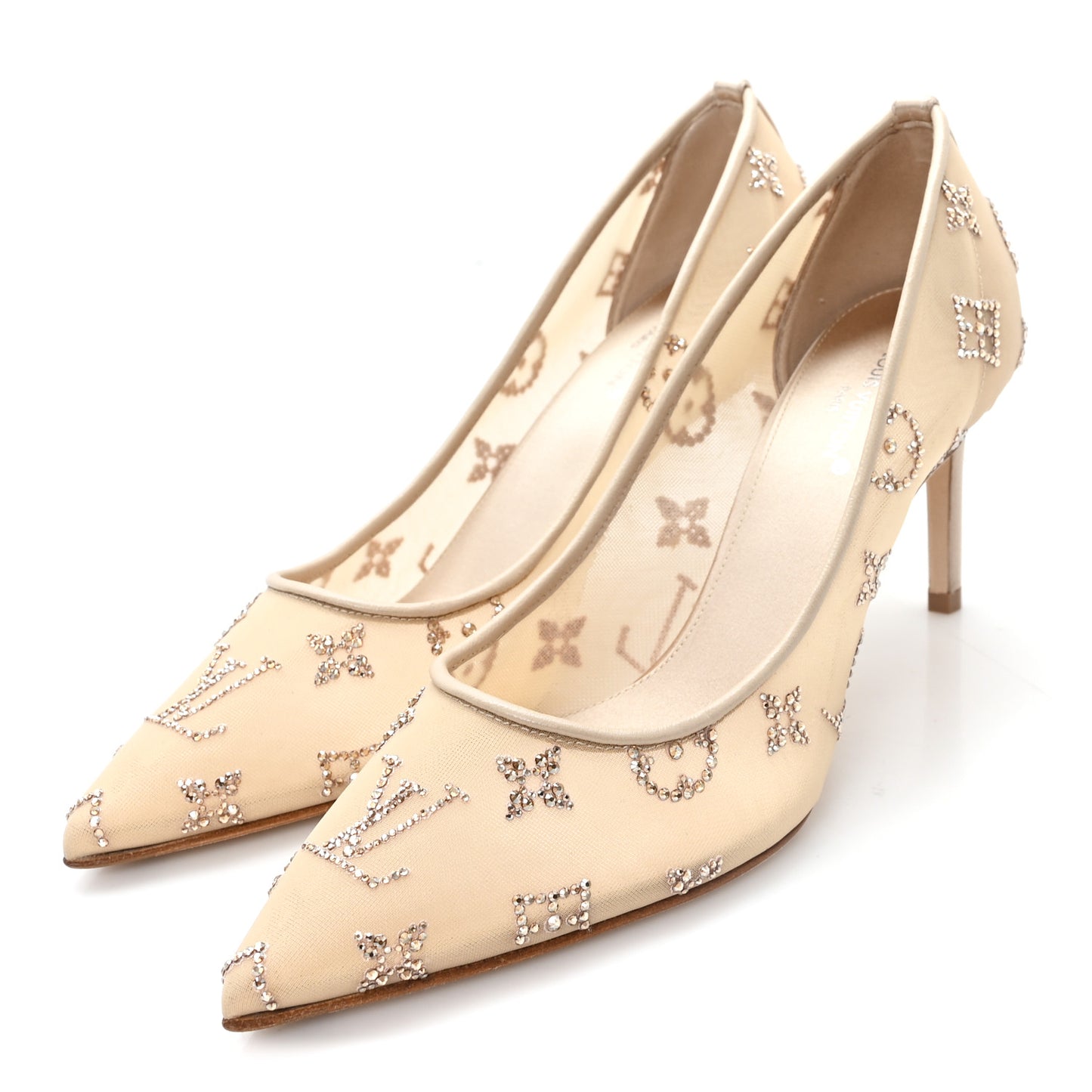 Monogram Mesh Strass Gala Pumps 35 Nude