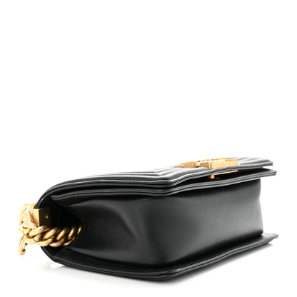 Chanel Calfskin Small Boy Logo Top Handle Flap Black 4 of 12