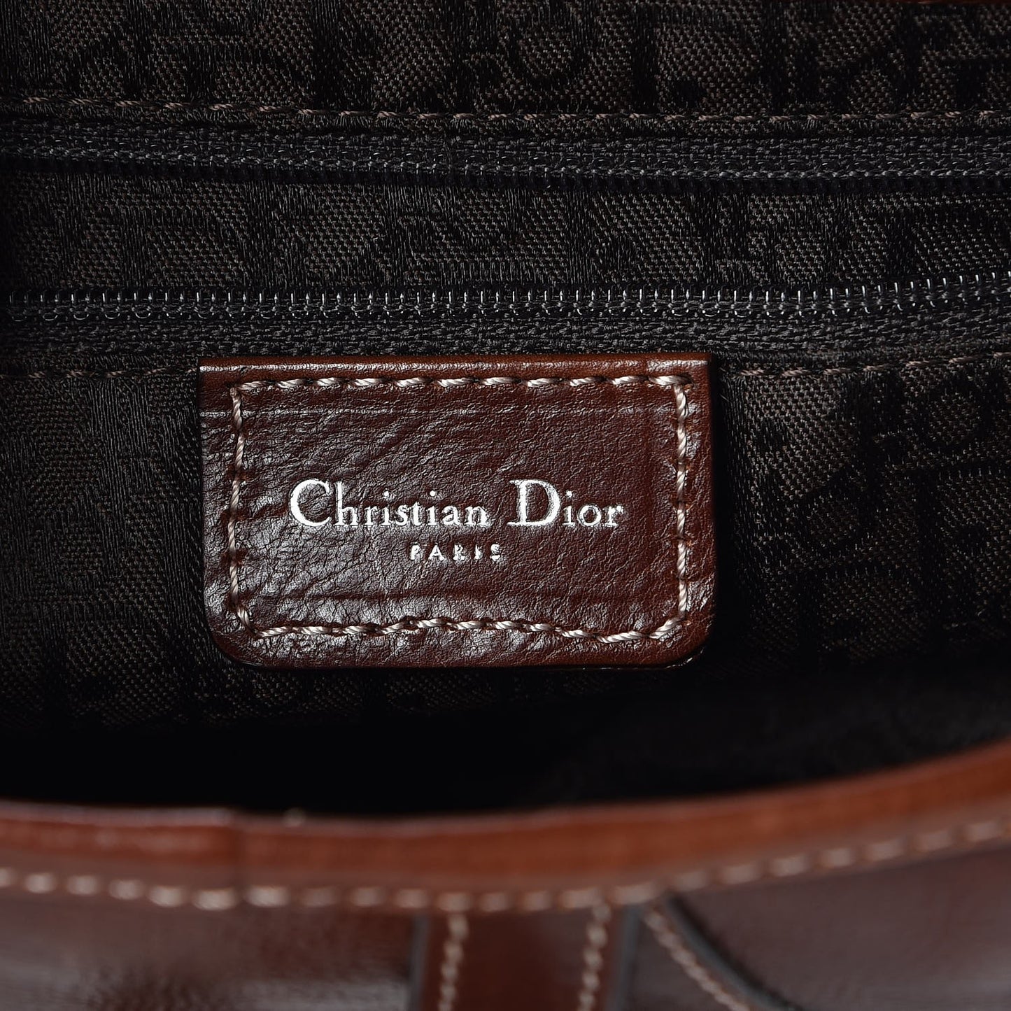 Calfskin Embroidered Romantic Flowers Saddle Bag Brown