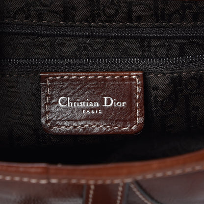 Christian Dior Calfskin Embroidered Romantic Flowers Saddle Bag Brown 6 of 9