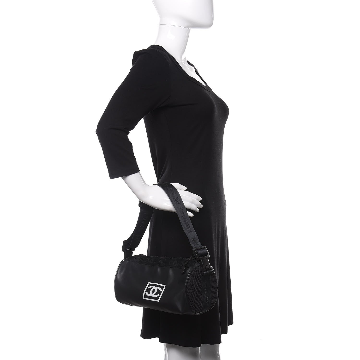 Chanel Rubber Nylon Mesh Small Sport Duffle Black 2 of 12