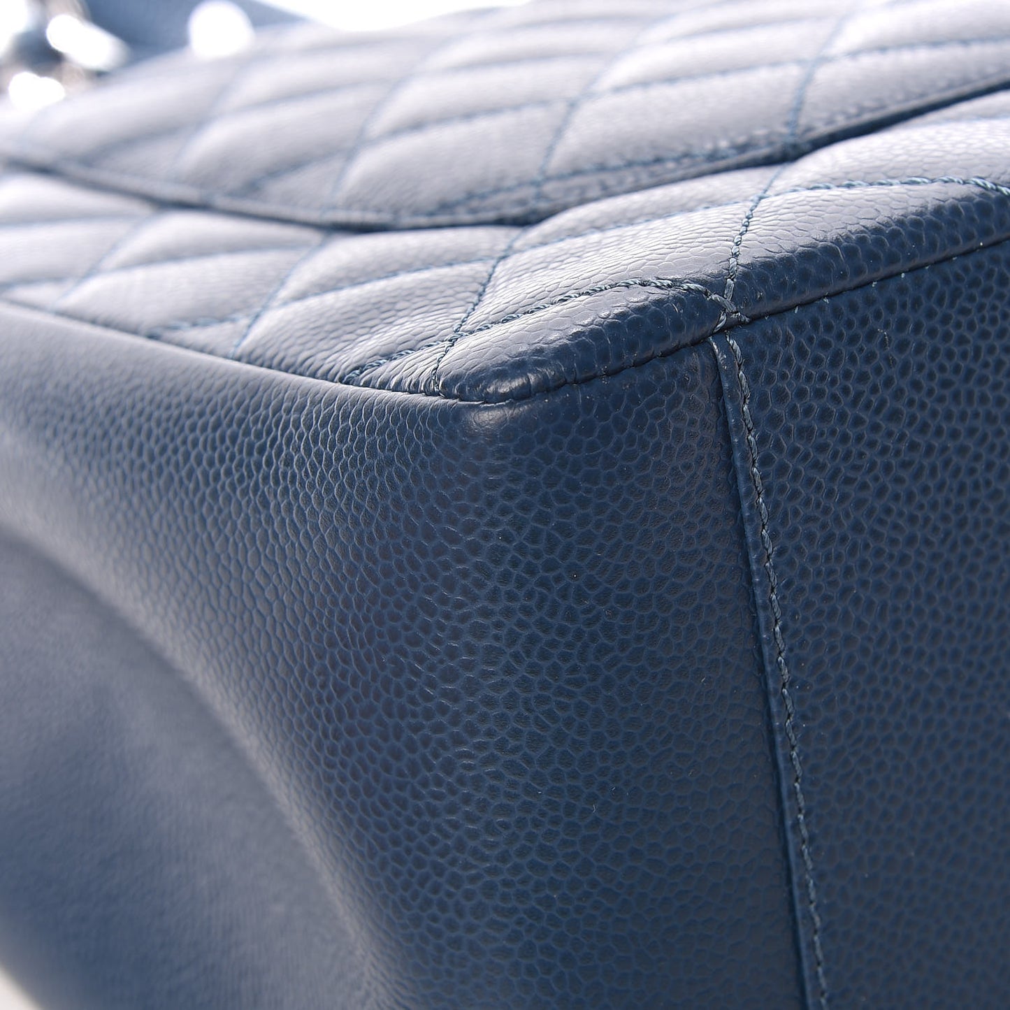 Caviar Quilted Grand Shopping Tote GST Dark Blue