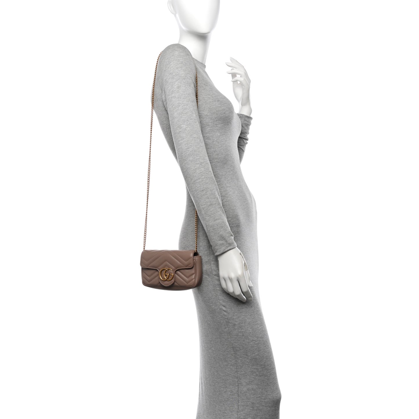 Calfskin Matelasse Super Mini GG Marmont Shoulder Bag Porcelain Rose