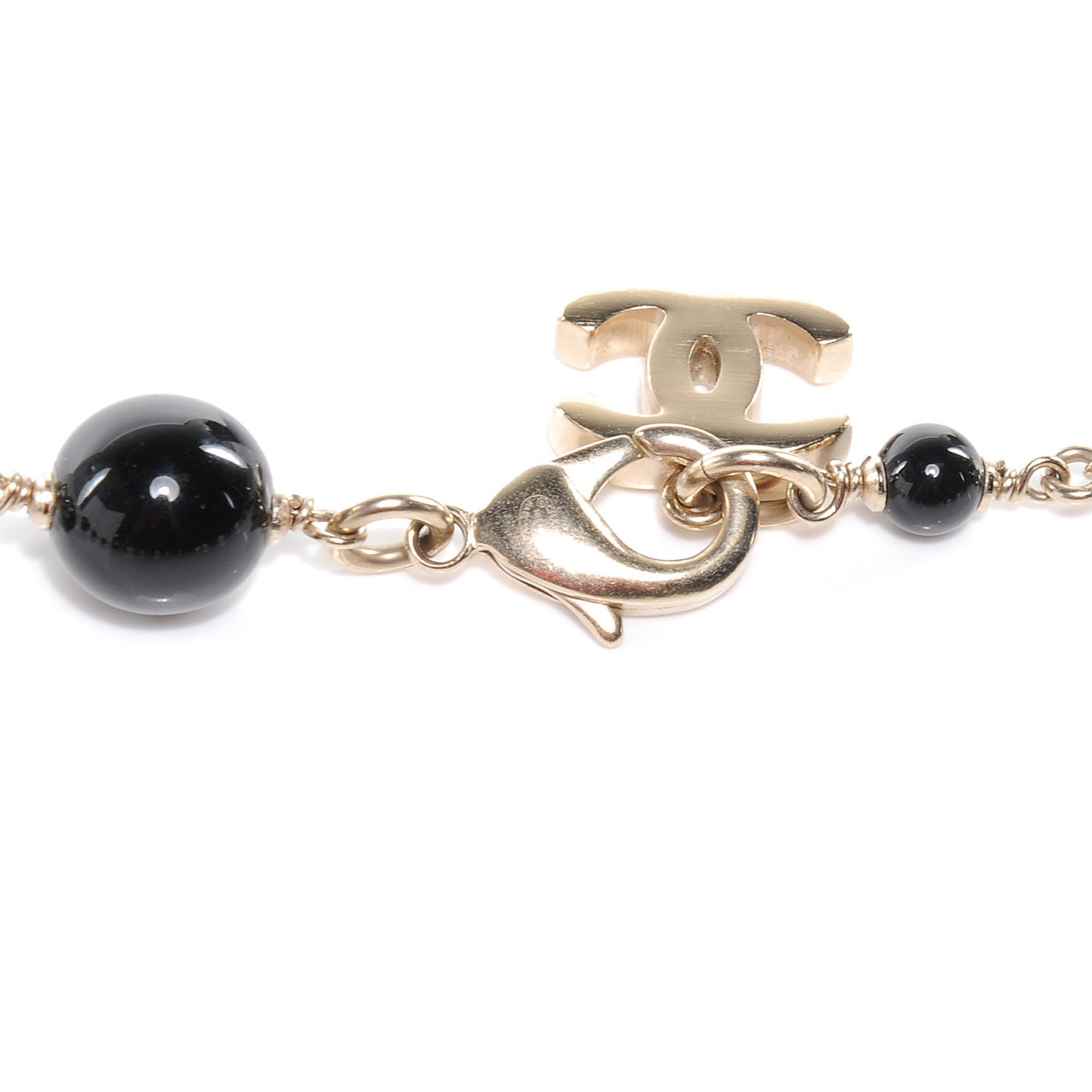 Chanel Beaded Mother of Pearl Oversized CC Necklace 4 of 4