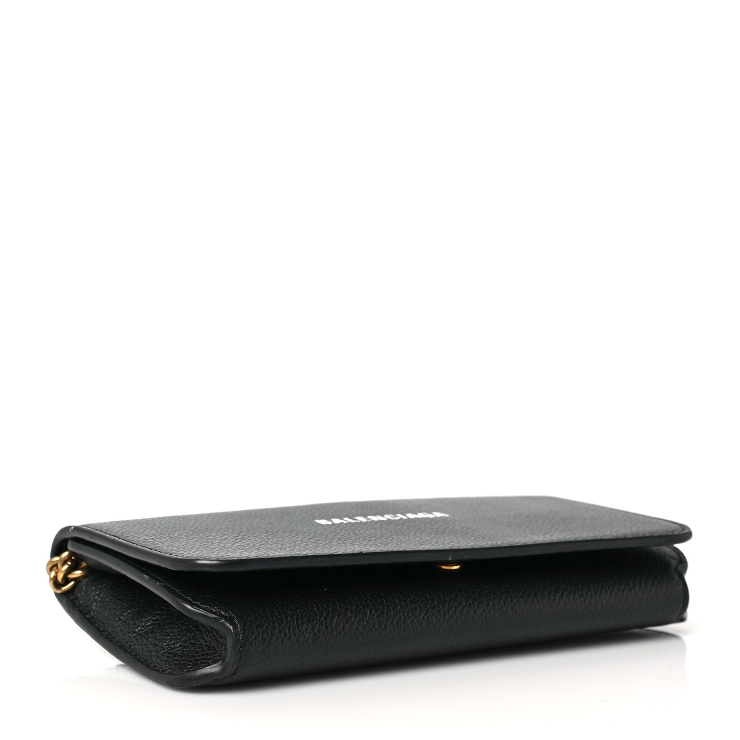 Grained Calfskin Logo Cash Phone Holder Wallet On Chain Black White