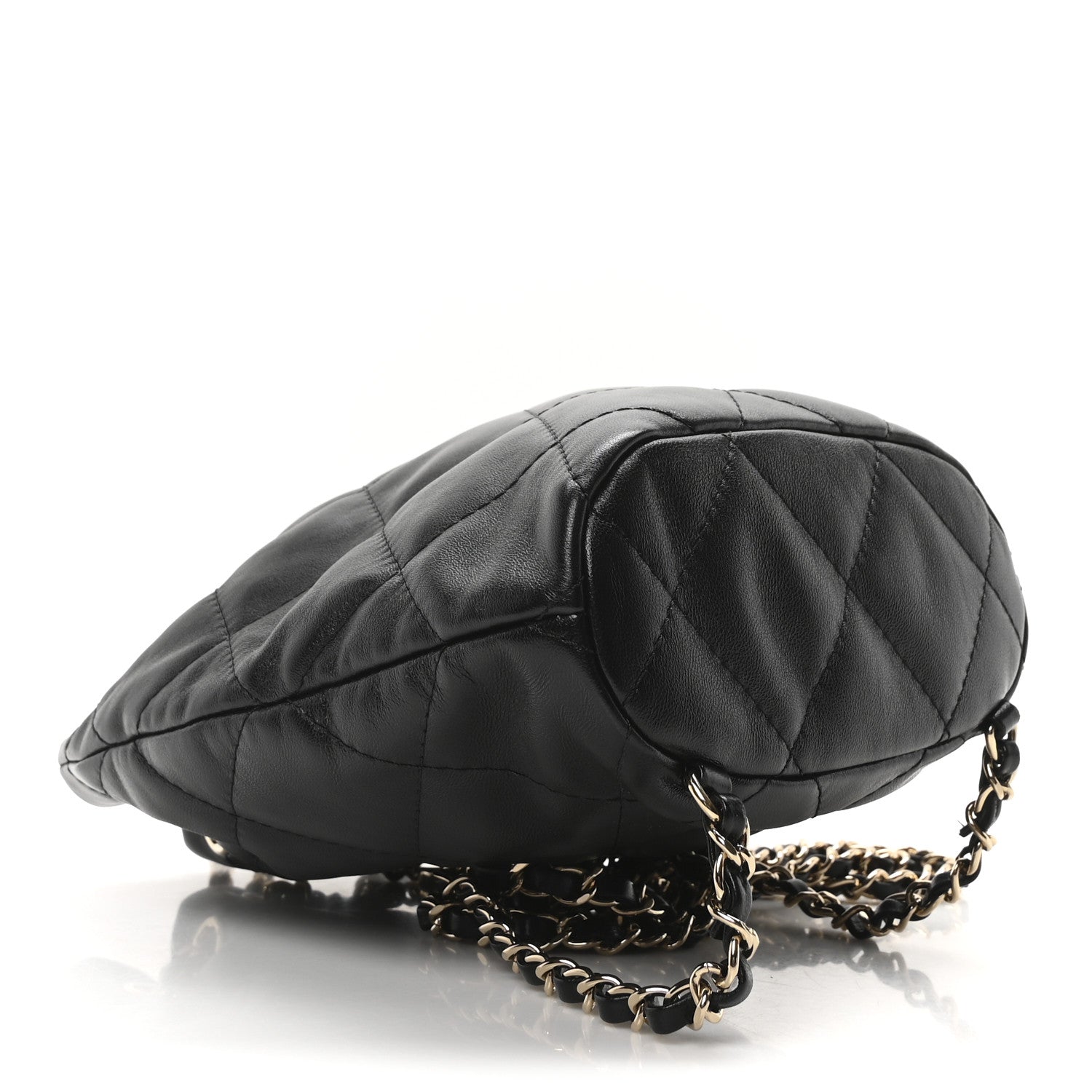 Chanel Shiny Lambskin Quilted Drawstring Backpack Black 4 of 10