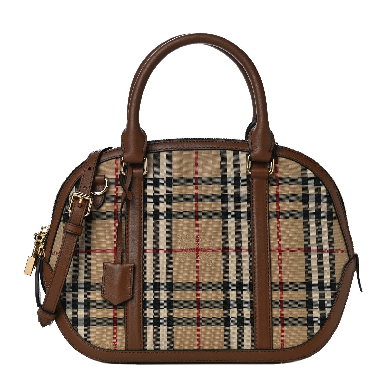 Burberry Horseferry Check Small Orchard Bowling Bag Tan 1 of 9