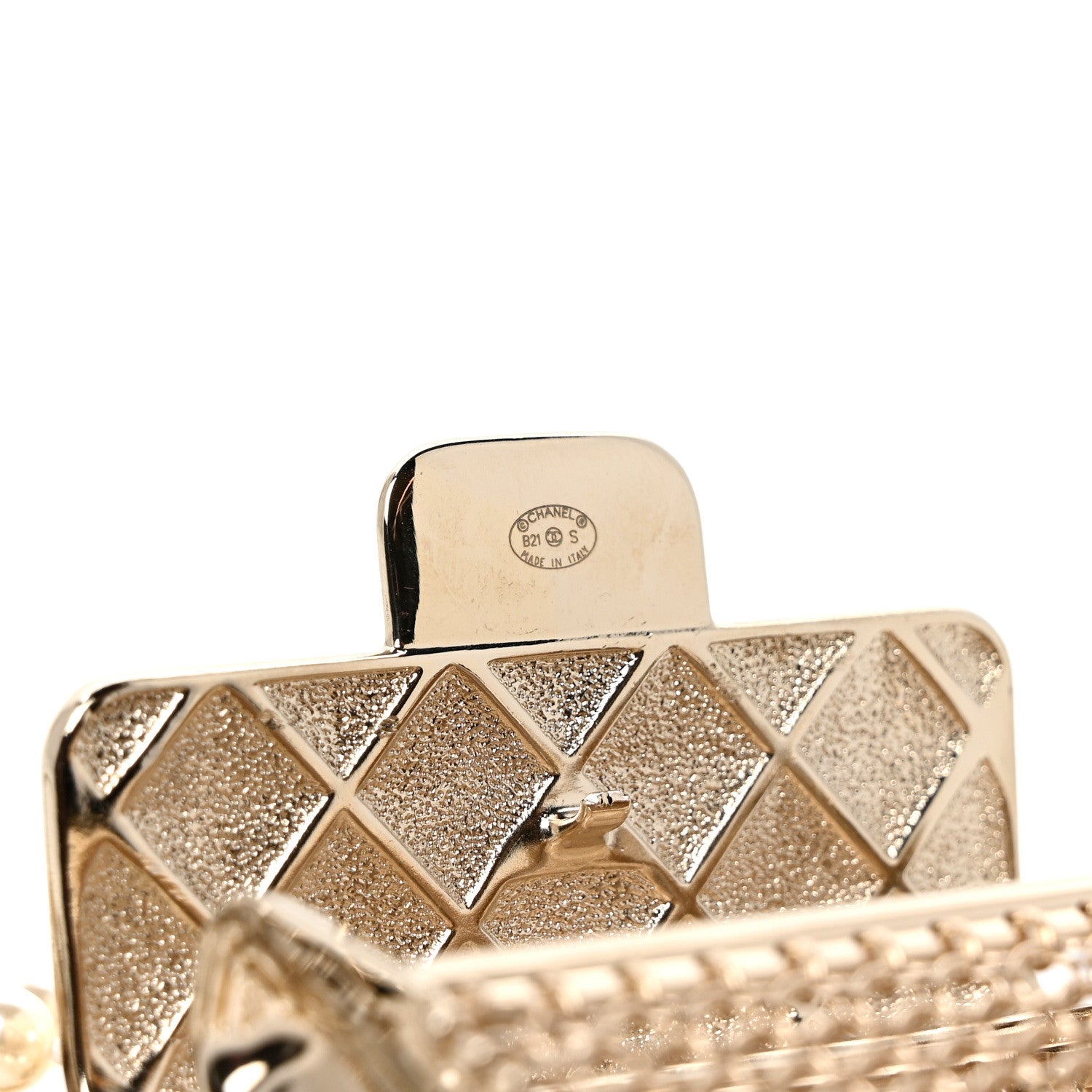 Chanel Metal Lambskin Pearl Chain Flap Bag Long Necklace Gold Black Pearly White 5 of 5