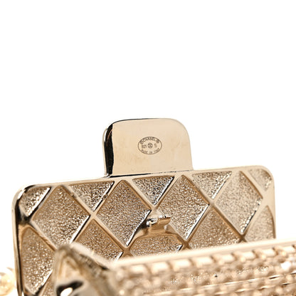 Chanel Metal Lambskin Pearl Chain Flap Bag Long Necklace Gold Black Pearly White 5 of 5