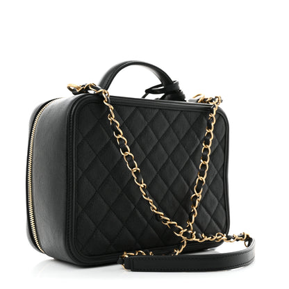 Chanel Caviar Quilted Large CC Filigree Vanity Case Black 4 of 11