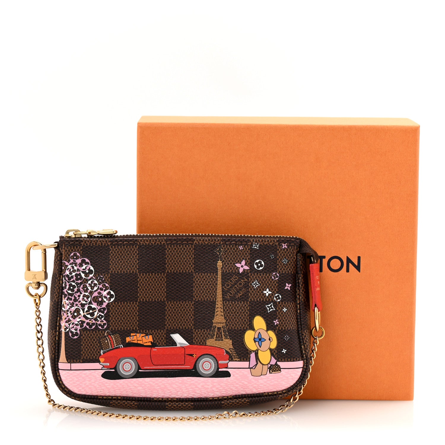 Louis Vuitton Damier Ebene 2019 Christmas Animation Mini Pochette Accessories Red 9 of 9