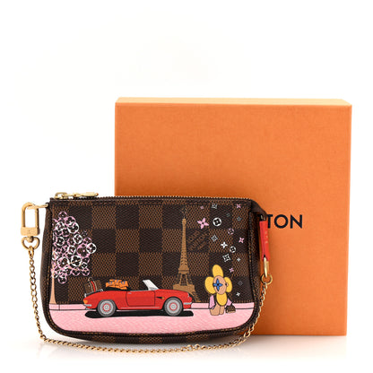 Louis Vuitton Damier Ebene 2019 Christmas Animation Mini Pochette Accessories Red 9 of 9