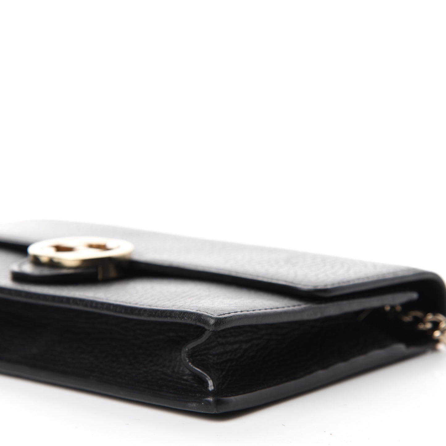 Dollar Calfskin Interlocking G Chain Wallet Black