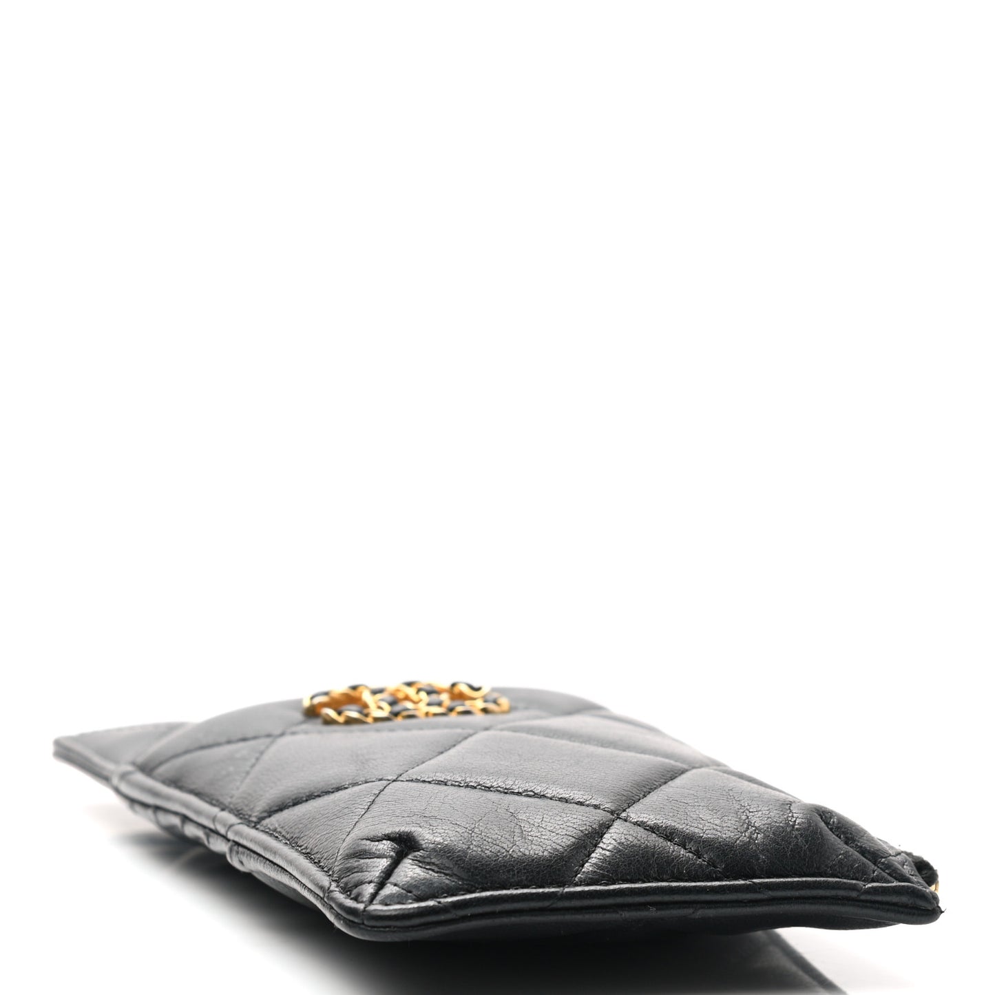 Lambskin Quilted Chanel 19 Phone and Card Holder Black