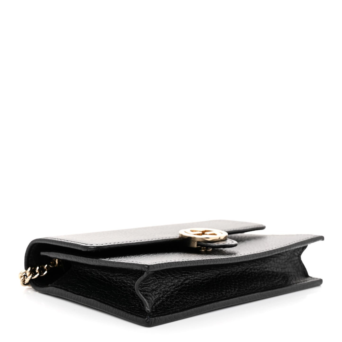 Dollar Calfskin Interlocking G Chain Wallet Black