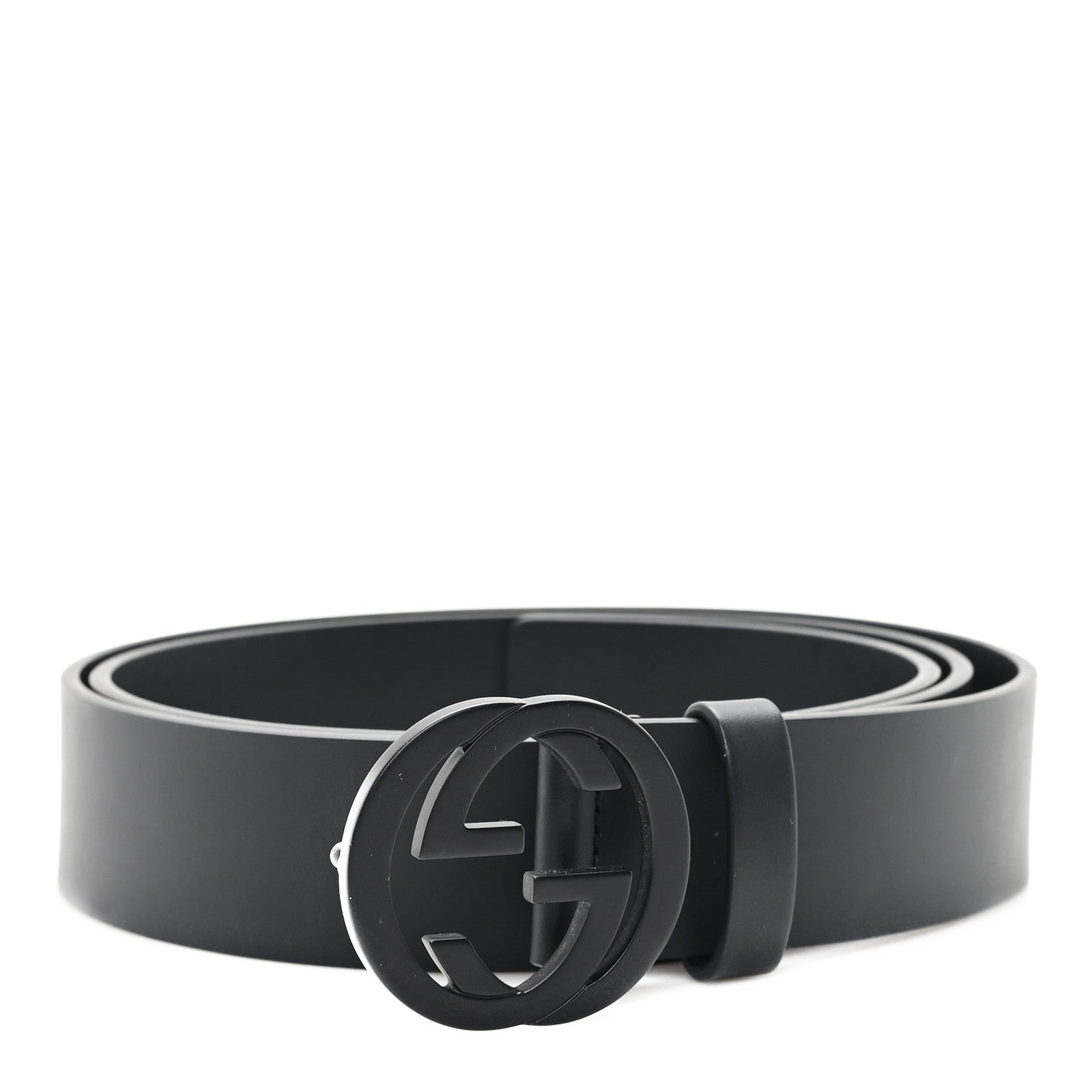Gucci Selleria Calfskin Monochrome Interlocking G 37mm Belt 110 44 Black 1 of 4