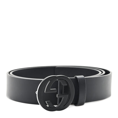 Gucci Selleria Calfskin Monochrome Interlocking G 37mm Belt 110 44 Black 1 of 4