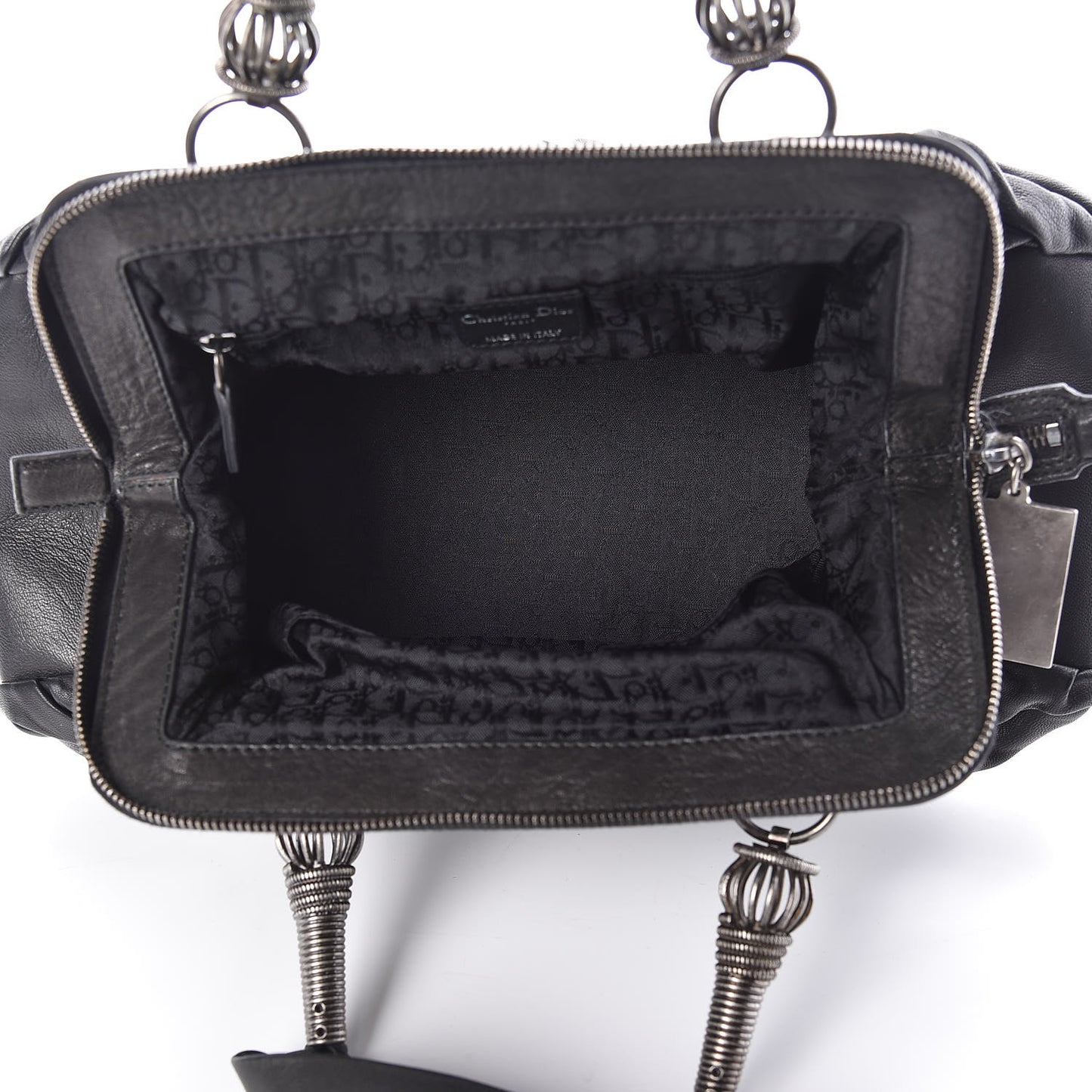Lambskin Plisse Pleated Frame Satchel Black