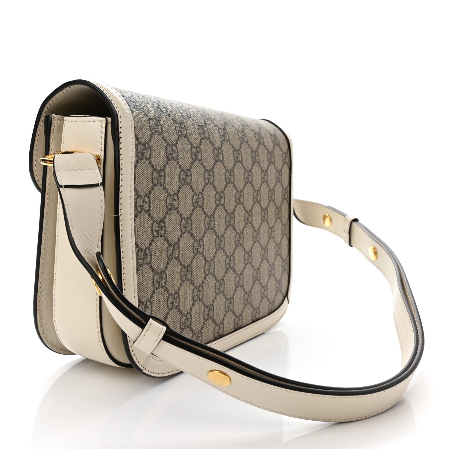 Gucci GG Supreme Monogram Horsebit 1955 Shoulder Bag Beige Mystic White 3 of 12