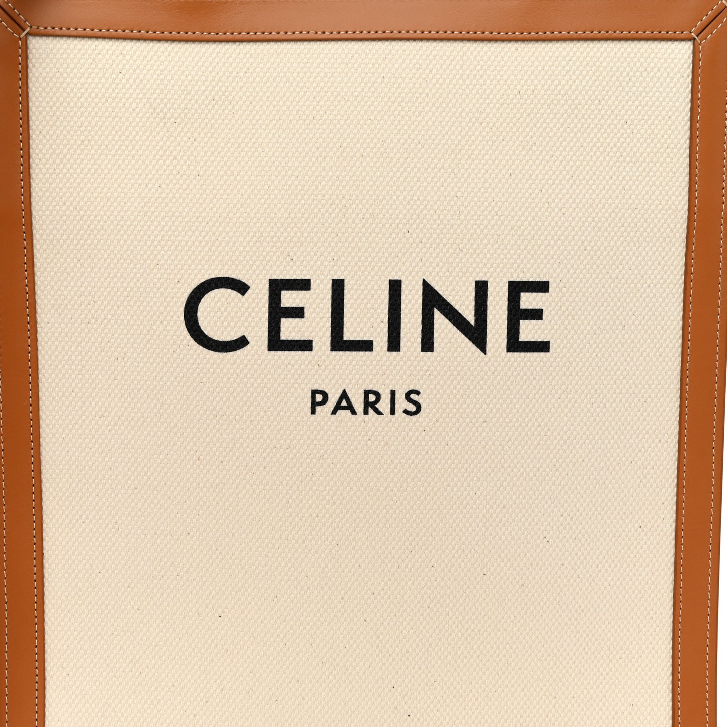 Canvas Calfskin Logo Print Small Vertical Cabas Natural Tan
