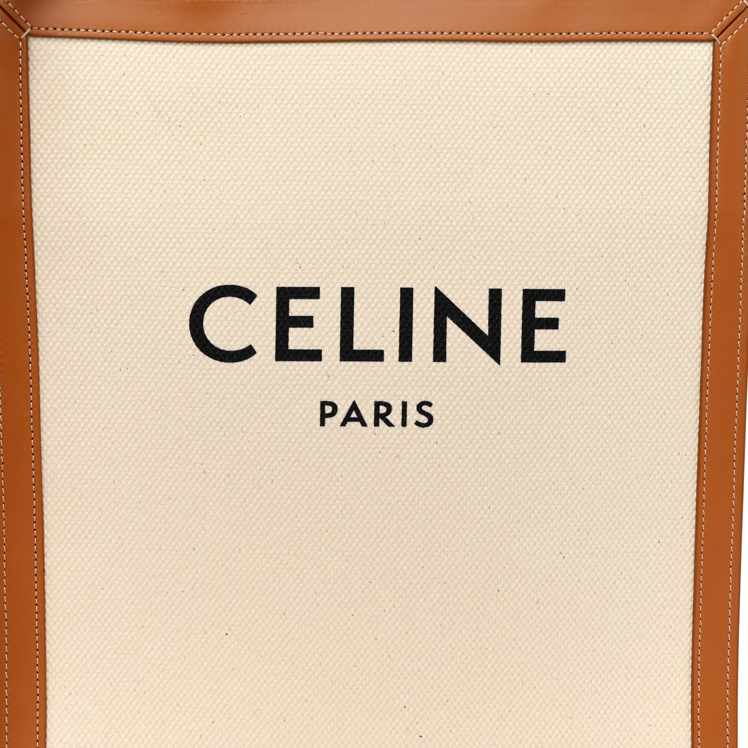 Celine Canvas Calfskin Logo Print Small Vertical Cabas Natural Tan 7 of 9