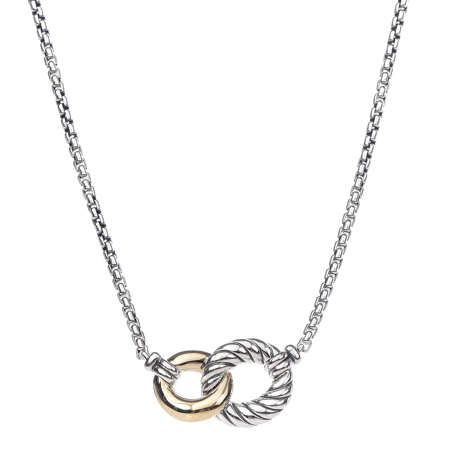 David Yurman Sterling Silver 18K Yellow Gold Belmont Pendant Necklace 4 of 7