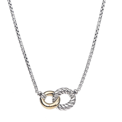 David Yurman Sterling Silver 18K Yellow Gold Belmont Pendant Necklace 4 of 7