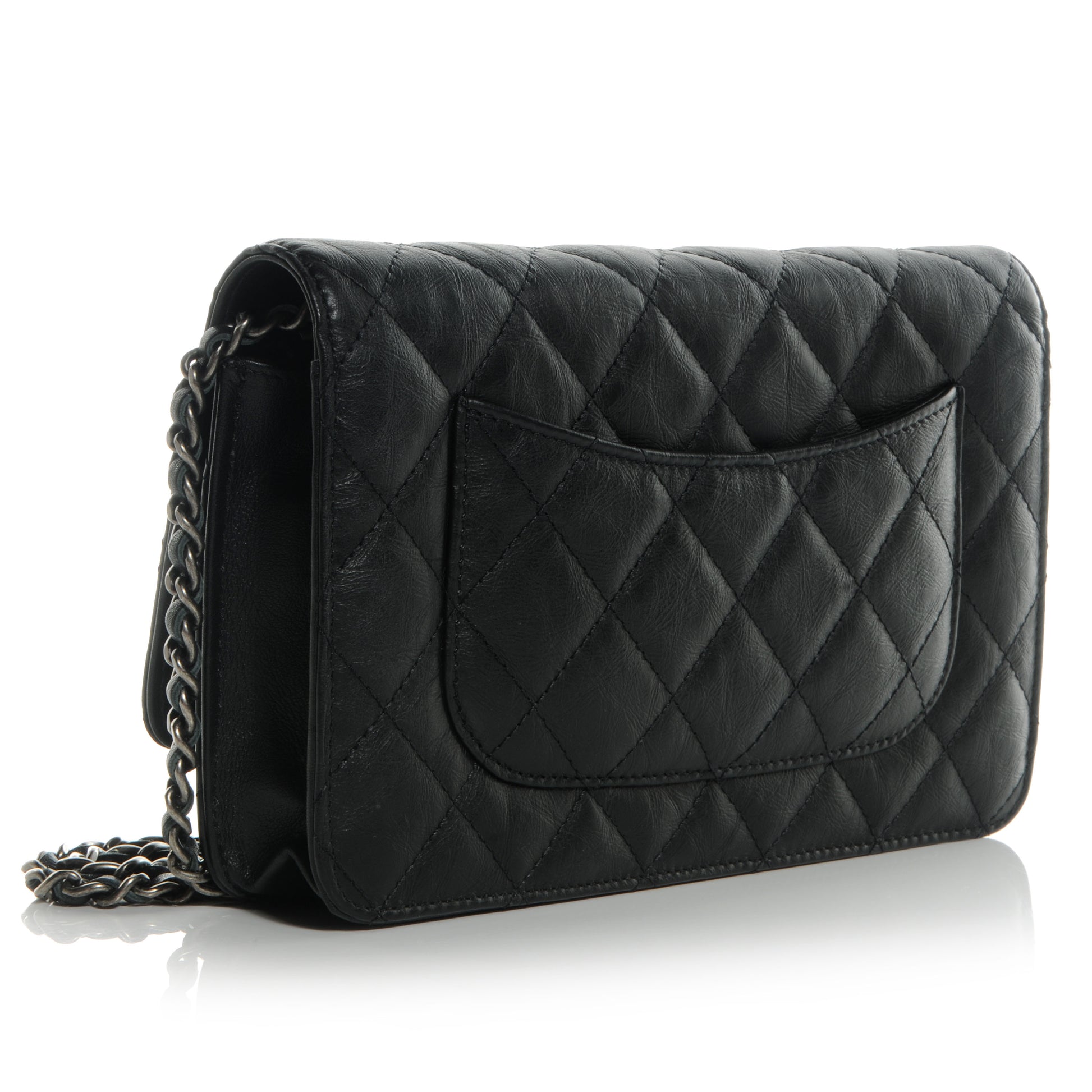 Chanel Aged Calfskin Reissue Wallet On Chain WOC Black 3 of 8