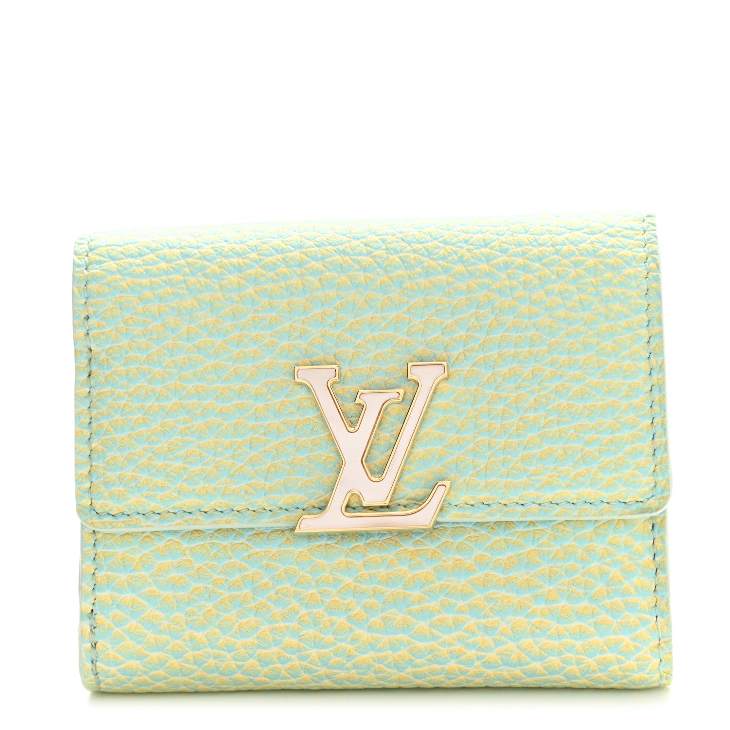 Louis Vuitton Taurillon Summer Stardust Capucines XS Wallet Vert D'Eau 1 of 6