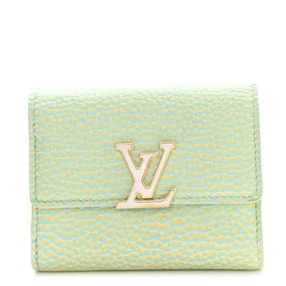 Louis Vuitton Taurillon Summer Stardust Capucines XS Wallet Vert D'Eau 1 of 6