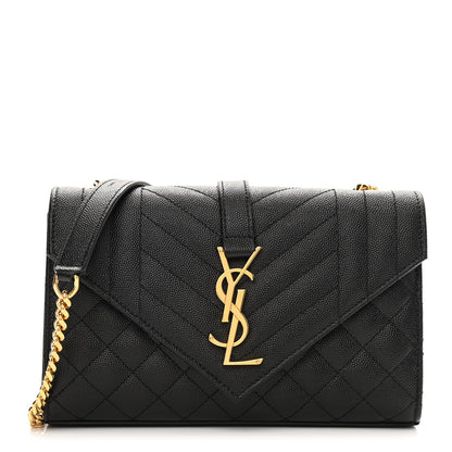 Saint Laurent Grain De Poudre Textured Mixed Matelasse Triquilt Small Monogram Satchel Black 1 of 10