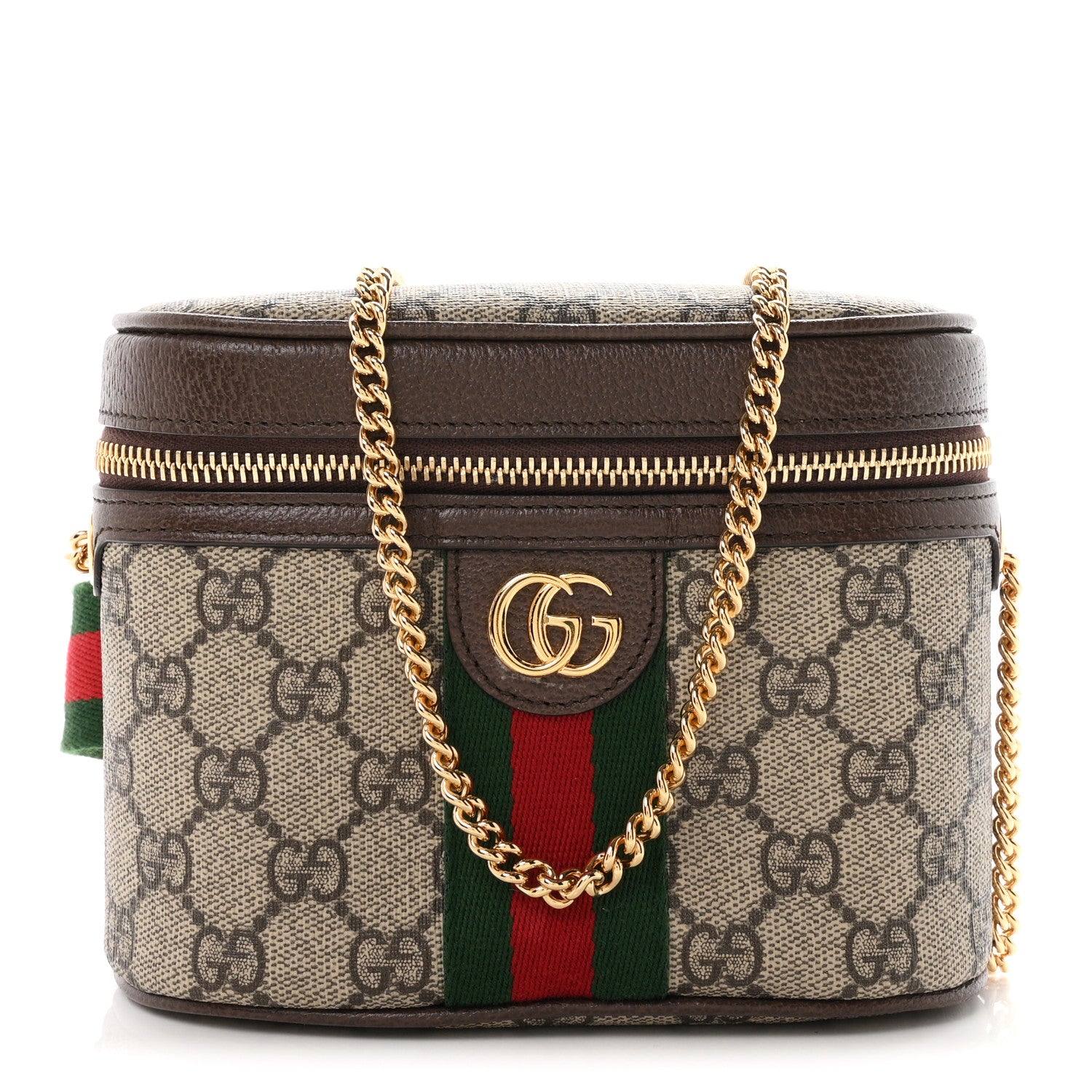 Gucci GG Supreme Monogram Textured Dollar Calfskin Web Ophidia Belt Bag 75 30 Beige Ebony New Acero 1 of 10